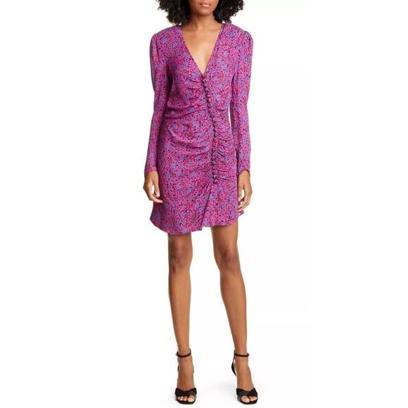 Veronica Beard Silk Verona Floral Mini Dress Womens Size 2 Pink Designer Party - Picture 2 of 15